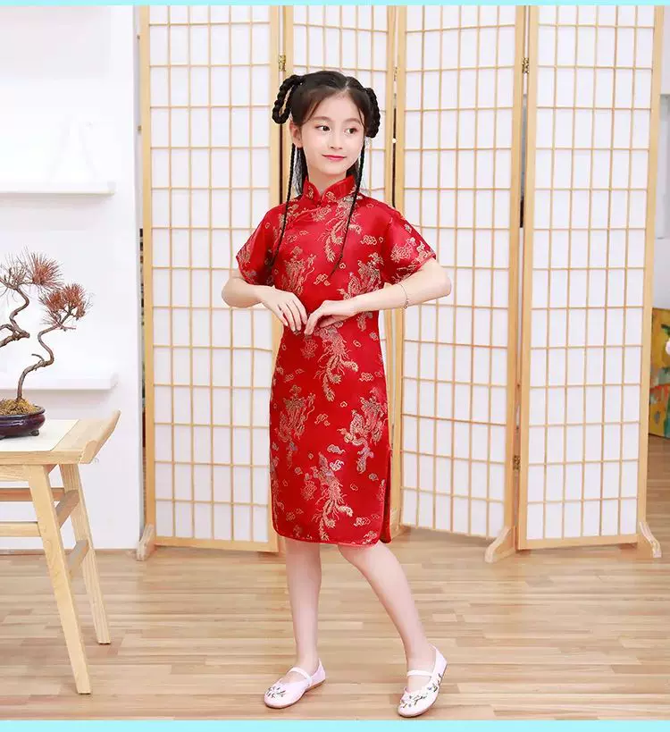 Детское традиционное китайское нарядное платье Танцюипао (Qipao) на Новый год