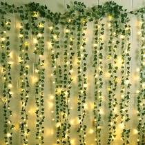 2 3m Silk Leaves Fake Creeper Green Leaf Ivy Vine 2m LED Str