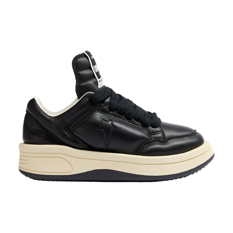 [Совместный первый релиз] Черные зернистые кожаные кроссовки RICK OWENS CONVERSE X DRKSHDW