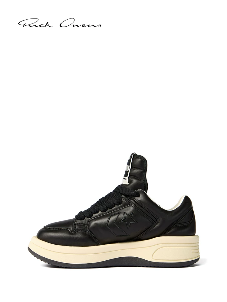 [Совместный первый релиз] Черные зернистые кожаные кроссовки RICK OWENS CONVERSE X DRKSHDW