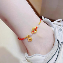 Chinese gold shop gold small foodie red rope bracelet Xiangyunvegan ring foot gold 999 foot chain to send girlfriend birthday present