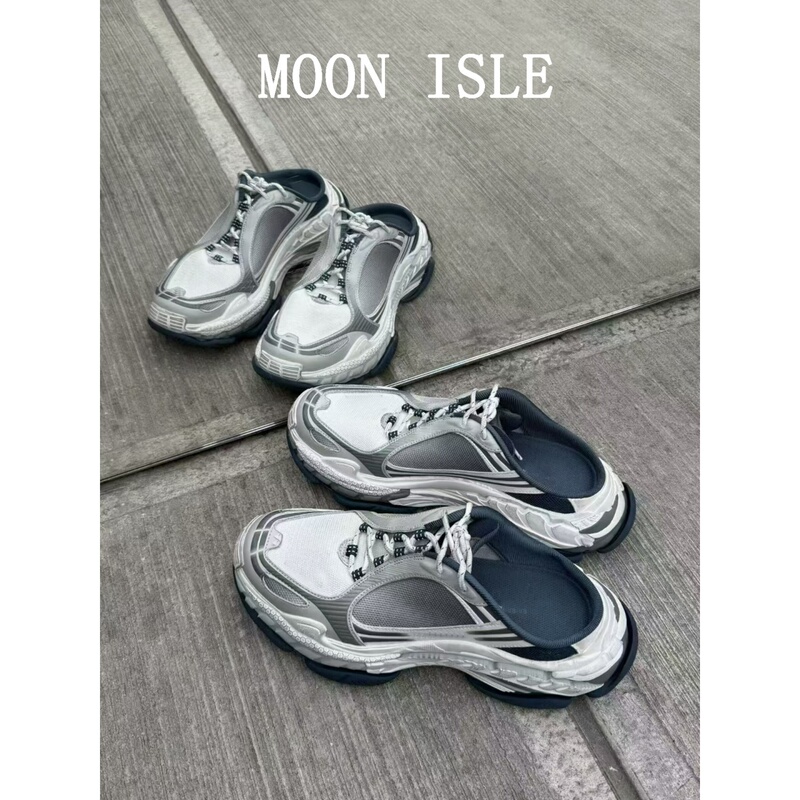Moon Isle/Vintage Triples2.0 Half-Slip Dad Shoes 2026 New Second-Generation Thick-Soled Mule Shoes for Men and Women
