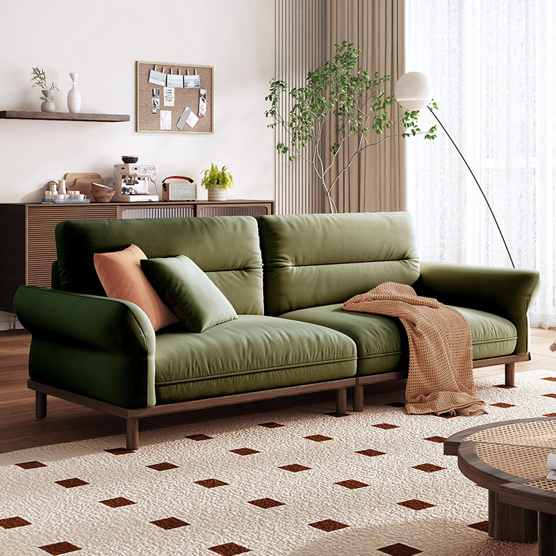Japanese-style solid wood sofa all solid wood fabric sofa living room Nordic minimalist small apartment in-line sofa removable and washable