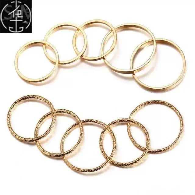 Сет золотистых колец 17 мм для WOMINTAGE Сердце Бантик Twist