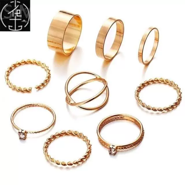 Сет золотистых колец 17 мм для WOMINTAGE Сердце Бантик Twist