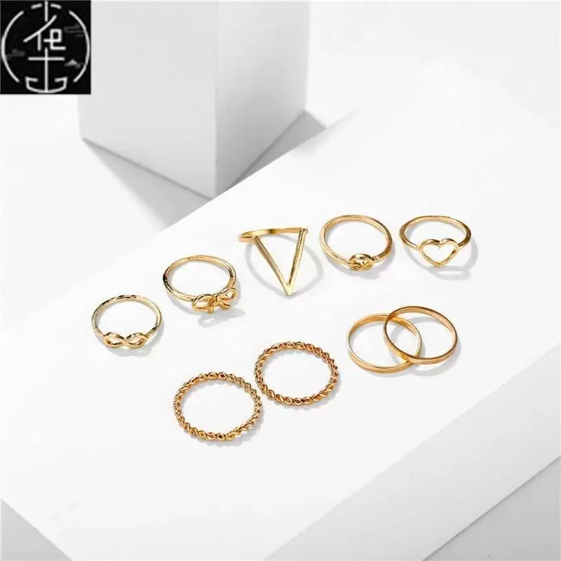 Сет золотистых колец 17 мм для WOMINTAGE Сердце Бантик Twist