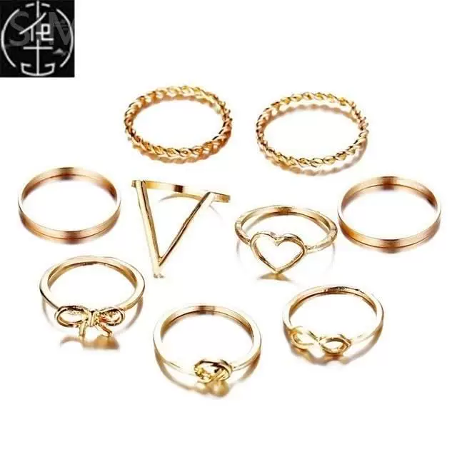 Сет золотистых колец 17 мм для WOMINTAGE Сердце Бантик Twist