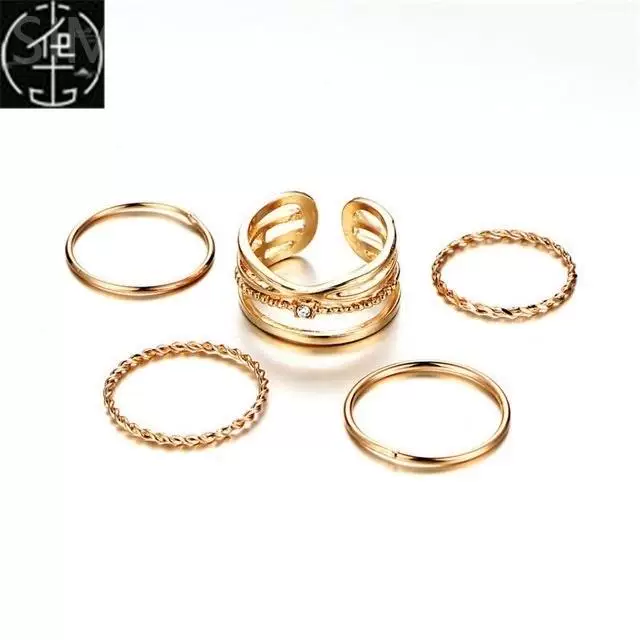 Сет золотистых колец 17 мм для WOMINTAGE Сердце Бантик Twist
