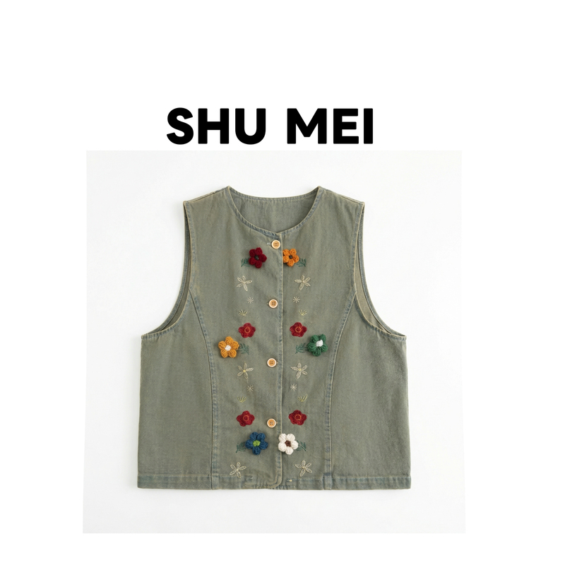[Exclusive for Jingjing Sisters] Sc06102065-Embroidered Floral Spring Vintage Vest