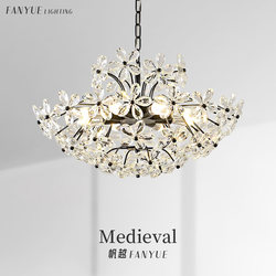 Black Crystal Chandelier, American Retro Style, Master Bedroom Glass Lamp, French Romantic Dining Room Lamp, 2026 New Model Lighting Fixture