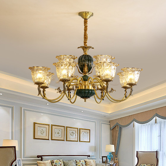American-Style All-Copper Chandelier, Light Luxury French Retro Living Room Lamp, High-End Artistic Bedroom Lamp, Designer Elegant Dining Room Lamp