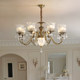 All-Copper Light Luxury Living Room Chandelier, American Retro High-End Bedroom Lamp, French-Style Elegant Glass Lamp, Designer Dining Room Lamp