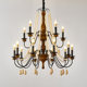 French Medieval House Empty Lamp American Retro Candle Living Room Headlight Staircase Long Chandelier Solid Wood Duplex Lamps