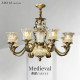 American Retro Living Room Chandelier, All-Copper French-Style High-End Bedroom Lamp, Light Luxury Glass Chandelier, Designer Dining Room Lighting