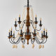 French Medieval House Empty Lamp American Retro Candle Living Room Headlight Staircase Long Chandelier Solid Wood Duplex Lamps