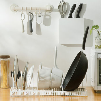 Telescopic pot lid rack countertop drain rack kitchen storage rack multi-layer dishes rack telescopic storage rack bowl rack without hole drilling