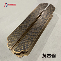 Chinese style engraving glass door handle custom lettering imitation antique solid wood door handle Xiangyun large door handle ancient bronze pair dress