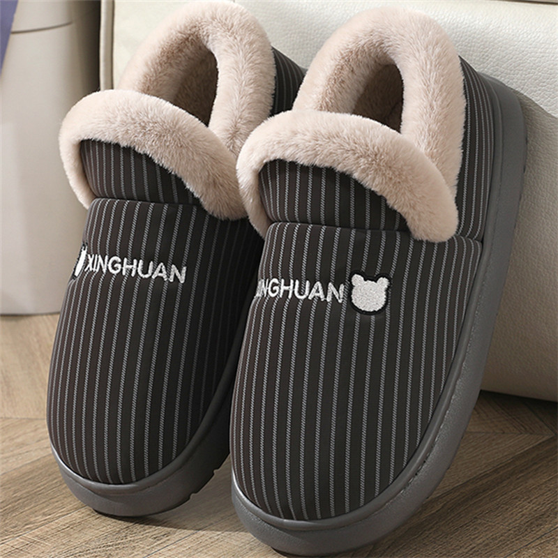 Thick bottom waterproof cotton slippers men's autumn winter bag heel indoor home with non-slip warm big code moon cotton shoes woman-Taobao