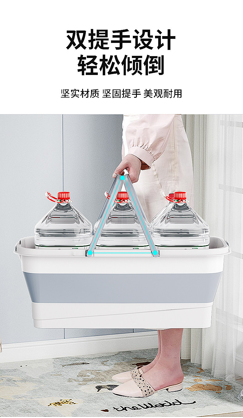 Ведро под швабру 可折叠平板拖把桶长方形家用拖地桶洗拖布挤水桶洗车单水桶拖把盆 OTHER