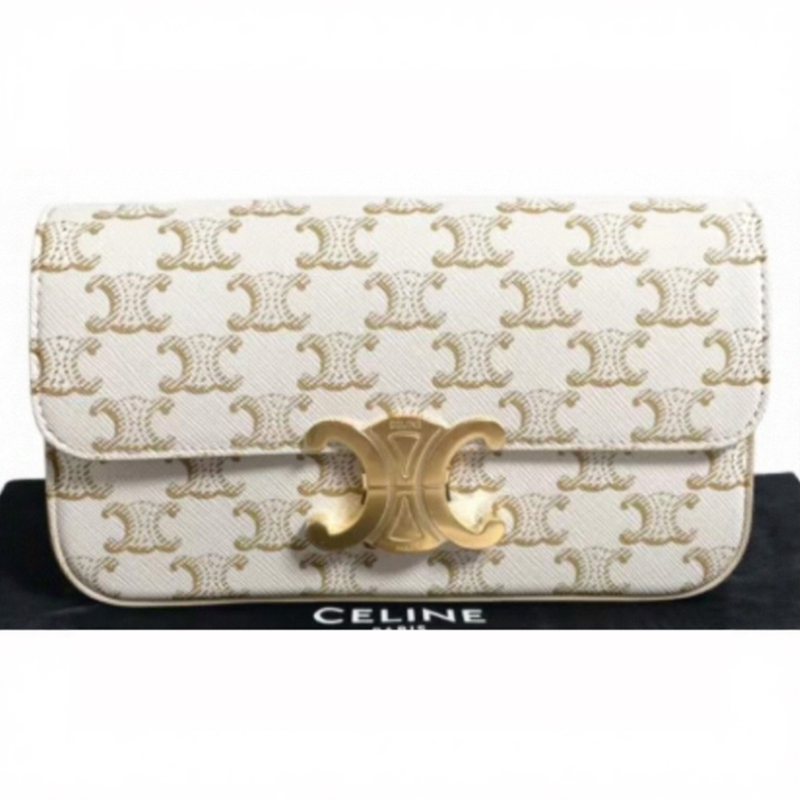 Brand New Celine Troimphe Limited Edition White Monogram Arc De Triomphe Underarm Bag