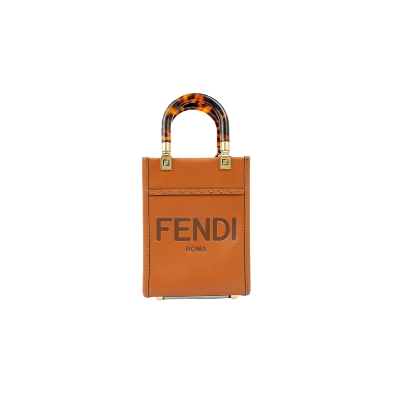 Brand New Fendi Sunshine Tote Caramel Color Mini Tote Bag Shoulder Crossbody Handbag