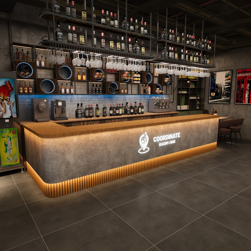 Industrial Style Bar Counter, Cocktail Bar, Small Tavern, Coffee Shop Front Desk, Milk Tea Shop Cash Register, Barbecue Restaurant Reception Desk