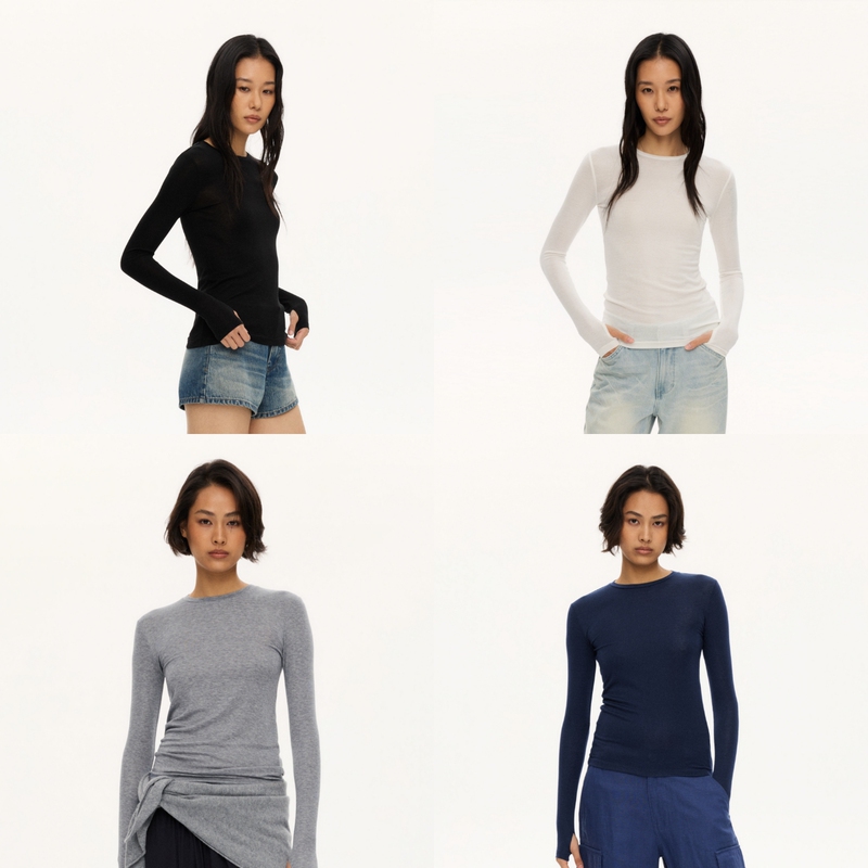 Oneup【Fortune-Seeking Homebody Style】Merino Wool Base Layer Women's Autumn and Winter Long-Sleeve T-Shirt Sports Top