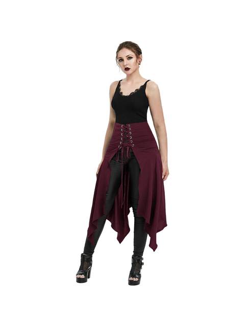 Halloween Medieval Court Retro Style Costume Waist-Cinching Women's Skirt with Asymmetrical Hem and Tie-Up Irregular Skirt