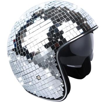 Disco Ball Helmet with Retractable Mirror, Reflective Ball Helmet