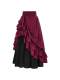 Halloween Costume European and American Court Style Retro Ruffled Edge Drawstring Color-Blocked Large Hem Skirt