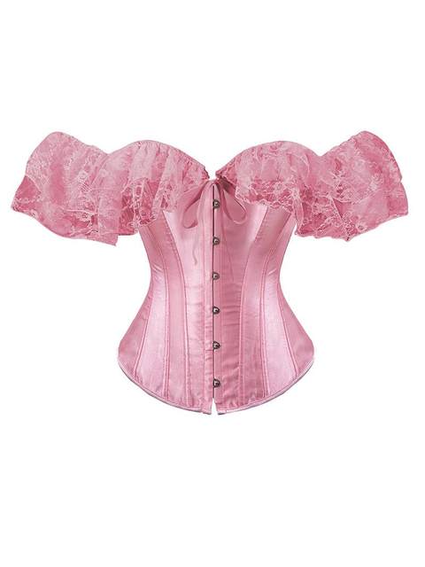 1808 Satin Lace Trim Short-Sleeve Shapewear in Stock Halloween Costume Outfit