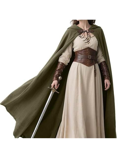 Medieval Ranger Cloak - Linen, 6 Color Options, Medieval Shawl Cloak, Hooded Cloak (Sold Separately)