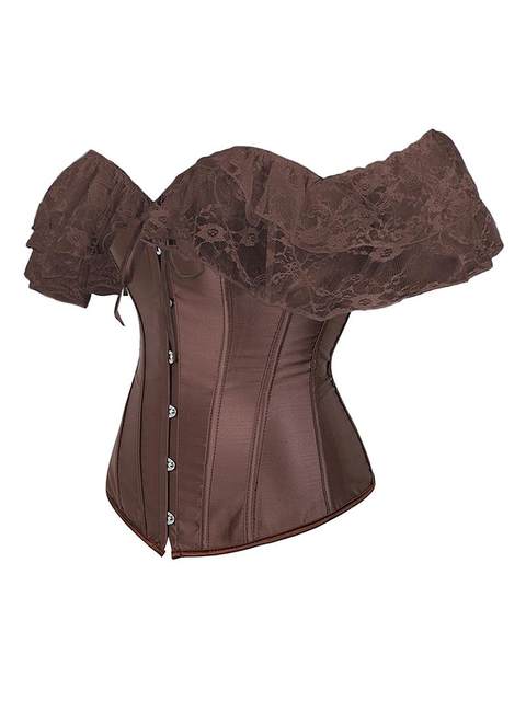 1808 Satin Lace Trim Short-Sleeve Shapewear in Stock Halloween Costume Outfit