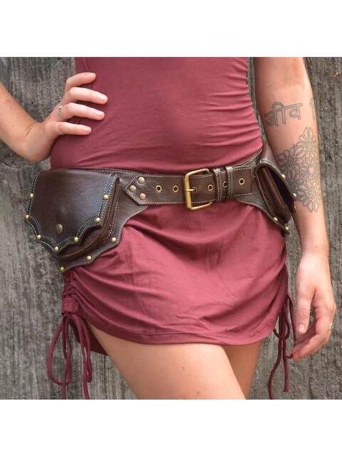 Multi-Platform Best-Selling Punk Style Medieval Retro Leather Belt Bag Coin Purse Outdoor Sports Shoulder Bag