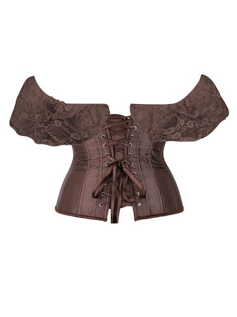 1808 Satin Lace Trim Short-Sleeve Shapewear in Stock Halloween Costume Outfit