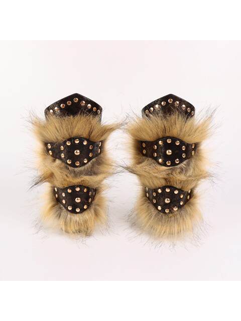 Medieval Plush Leather Spliced Wrist Guards Men's Punk Arm Guards Cosplay Stage Costume Props