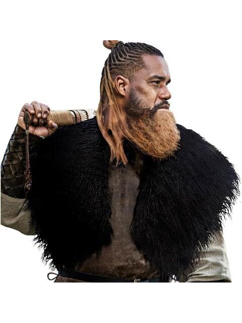 Men's Viking Warrior Fur Collar Cape Shawl Medieval Faux Fur Halloween Costume Fur Performance Costume