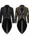 Halloween European and American Fashion Men's Gothic Steampunk Tailcoat Jacket Black Brocade Satin Wedding Coat