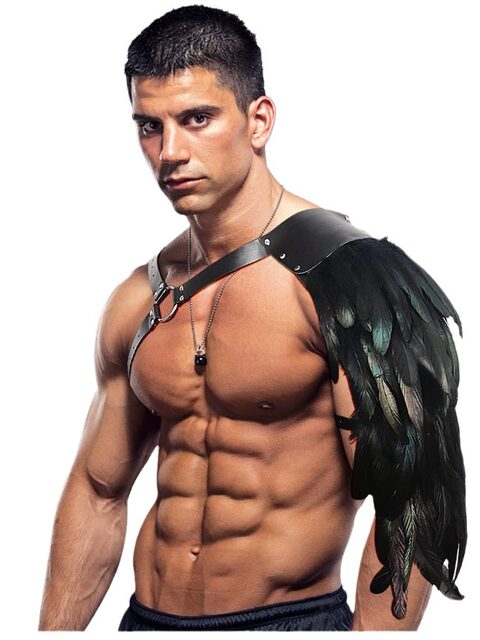 Retro Medieval Feather Leather Shoulder Armor Viking Harness Halloween Role-Playing Knight Shoulder Armor