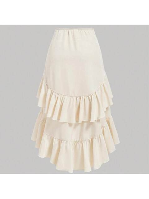 2025 European and American New Style Amazon New Irregular Sweet Style Layered Ruffle Tie Skirt