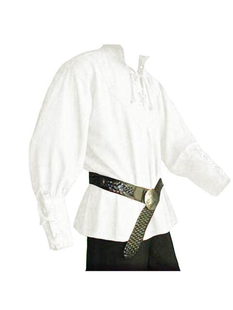 European and American Style Wish Amazon Drawstring Men's Vintage Medieval Lace-Up Long-Sleeve Shirt Solid Color Loose Top