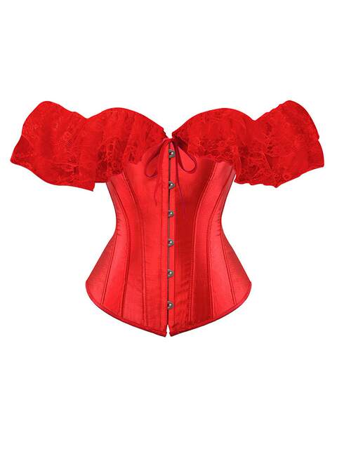 1808 Satin Lace Trim Short-Sleeve Shapewear in Stock Halloween Costume Outfit