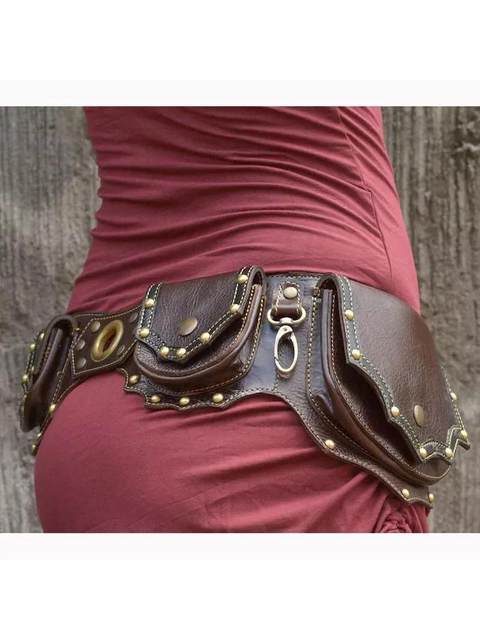 Multi-Platform Best-Selling Punk Style Medieval Retro Leather Belt Bag Coin Purse Outdoor Sports Shoulder Bag