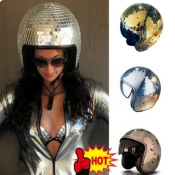 Disco Ball Helmet with Telescopic Mirror Dj Stage Props Disco Party Decoration Nightclub Music Dance