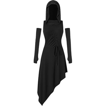 Foreign Trade Style Medieval Irregular Hooded Dress Gothic Steampunk Halloween Performance Costume