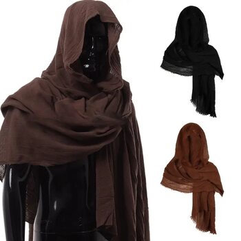 Medieval Cosplay Halloween Headscarf Can Be Used as a Hat, Shawl, Renaissance Mid-Shoulder Retro Hooded Cloak