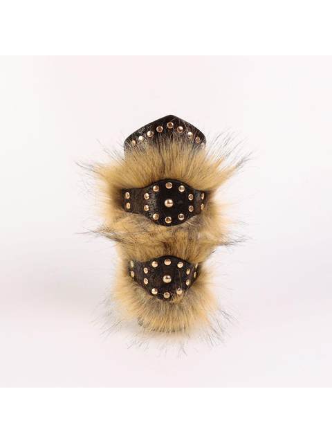 Medieval Plush Leather Spliced Wrist Guards Men's Punk Arm Guards Cosplay Stage Costume Props