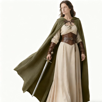 Medieval Ranger Cloak - Linen, 6 Color Options, Medieval Shawl Cloak, Hooded Cloak (Sold Separately)