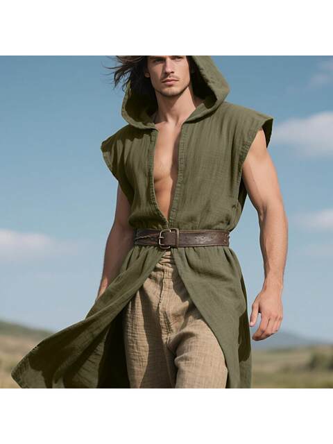 Medieval Sleeveless Coat Renaissance Short Cape Men's Halloween Larp Cosplay Sleeveless Jacket