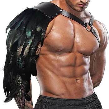 Retro Medieval Feather Leather Shoulder Armor Viking Harness Halloween Role-Playing Knight Shoulder Armor